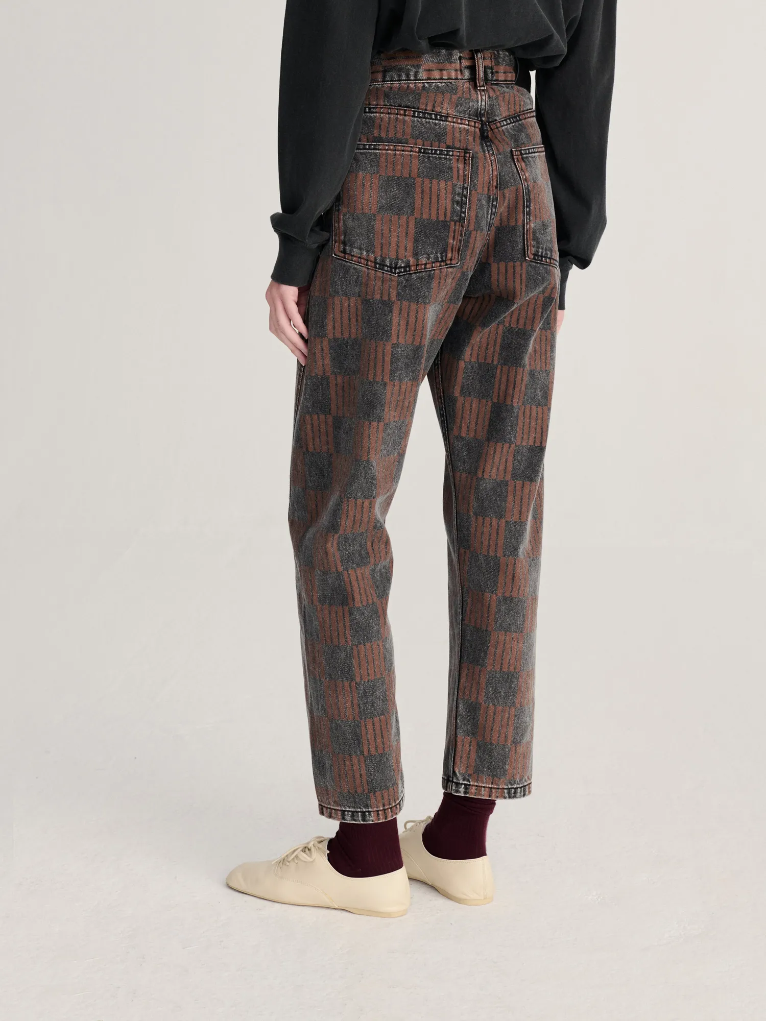Bobo Choses Almost Moiré mom fit jeans M mørkegrå bomuld
