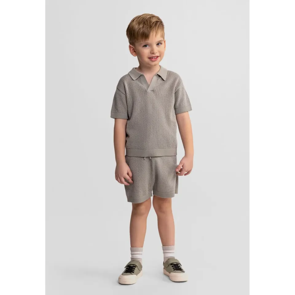 Minoti 44722 shortsæt polo khaki bomuld baby