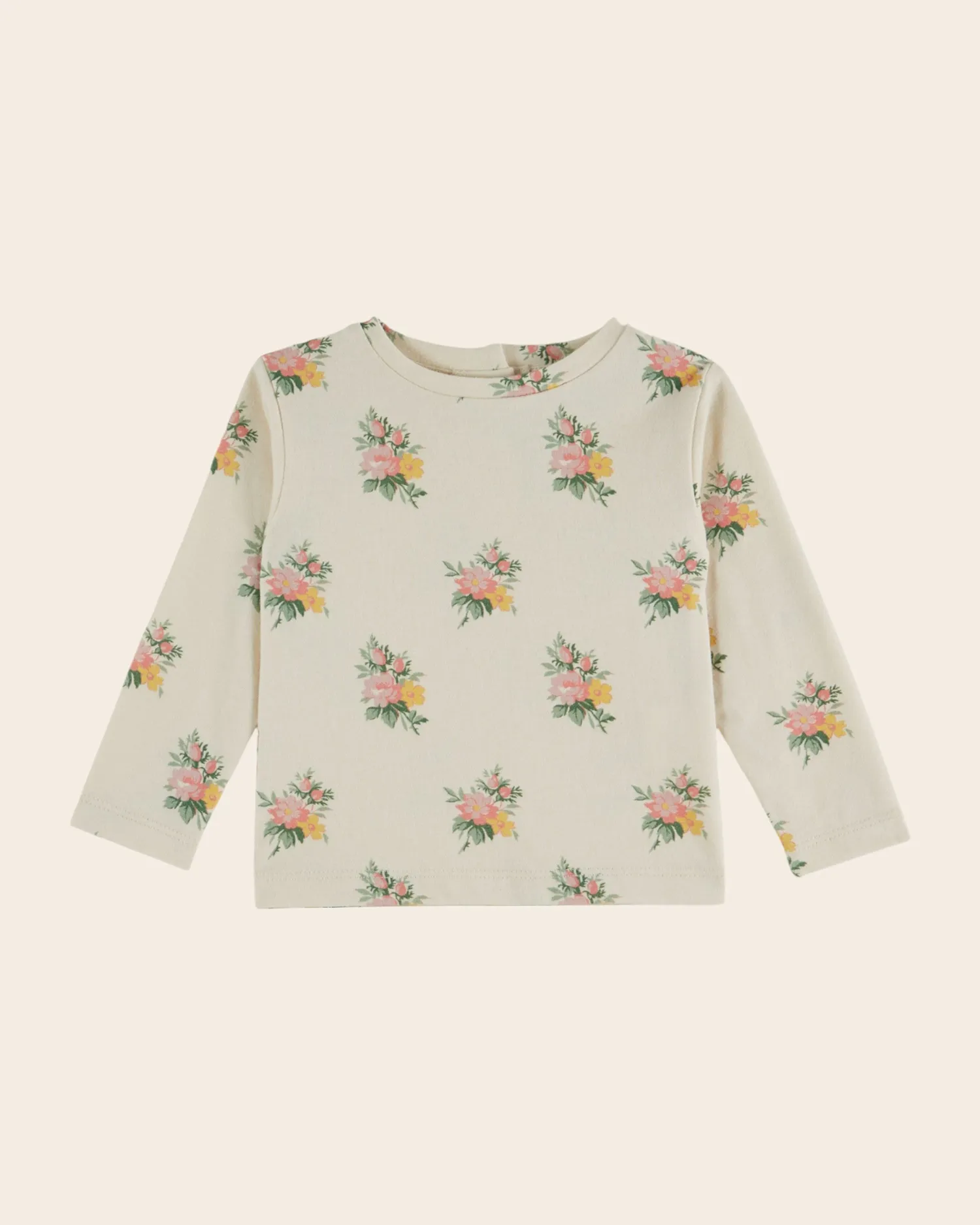 Emile et Ida Fleurs langærmet t-shirt ecru blomstret