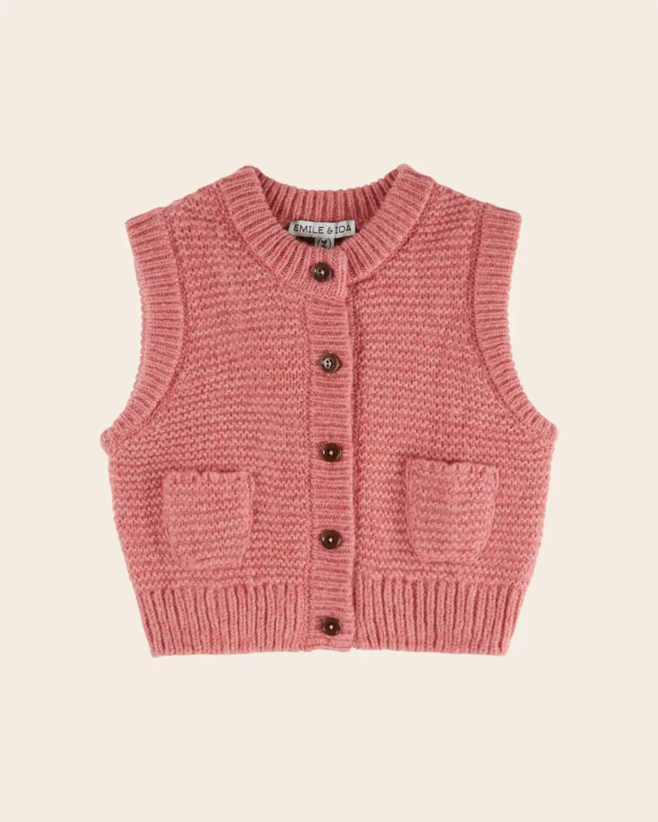 Emile et Ida Blush strikvest lyserod aermelos