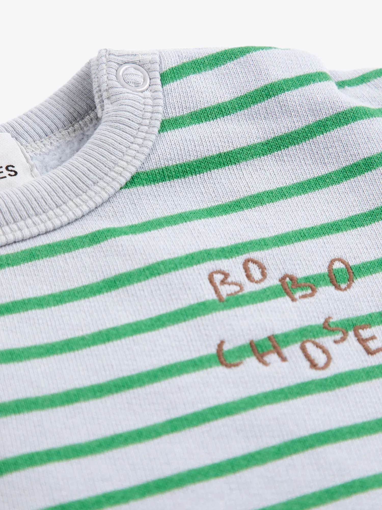 Bobo Choses All About Monsters stripes sweatshirt lysegrå