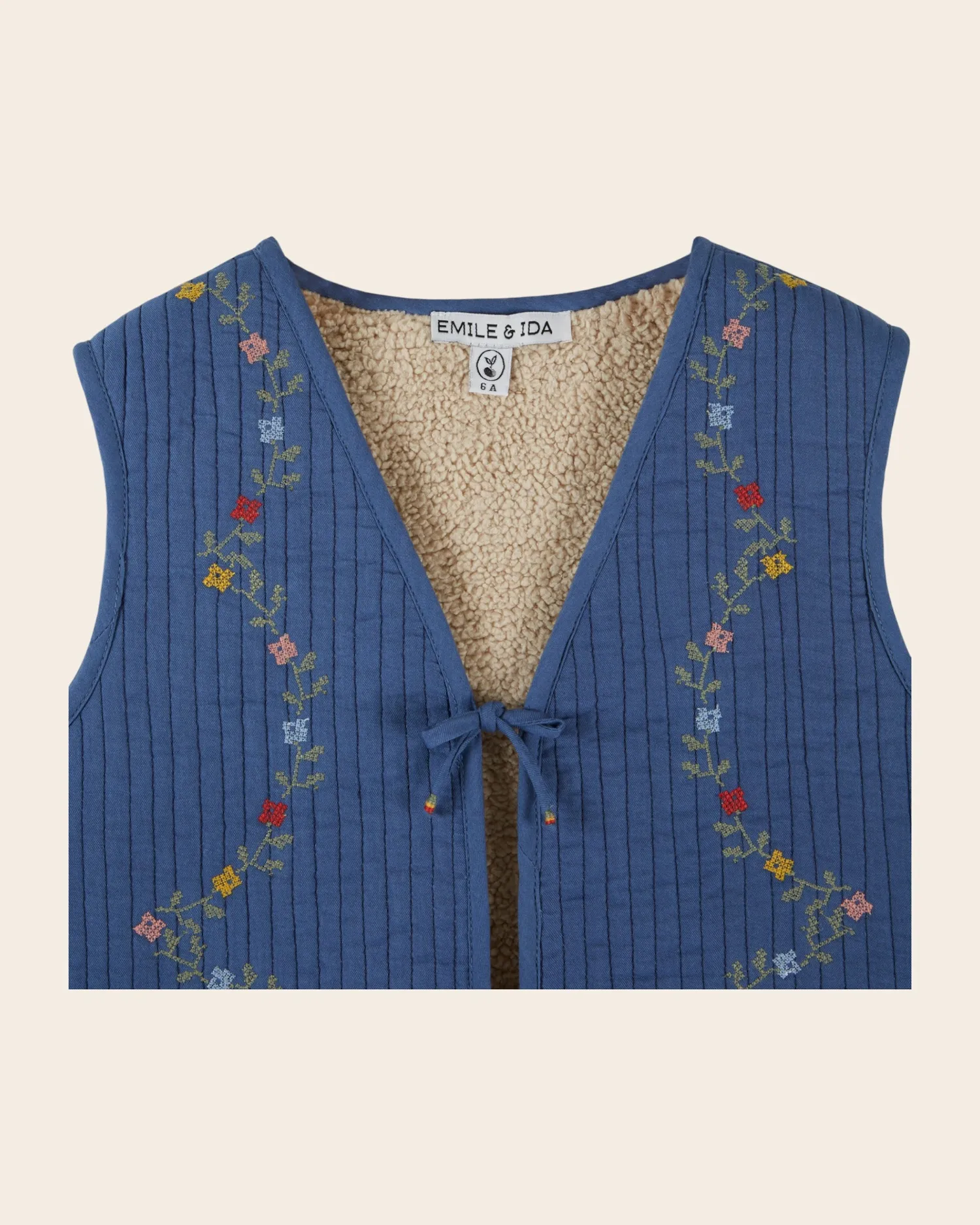 Emile et Ida Ocean vest blå quiltet broderi