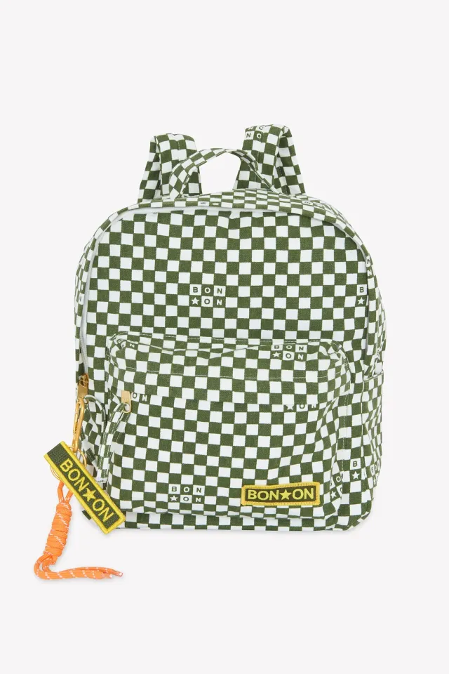 Bonton Damier Vert rygsæk TU grøn ternet bomuld
