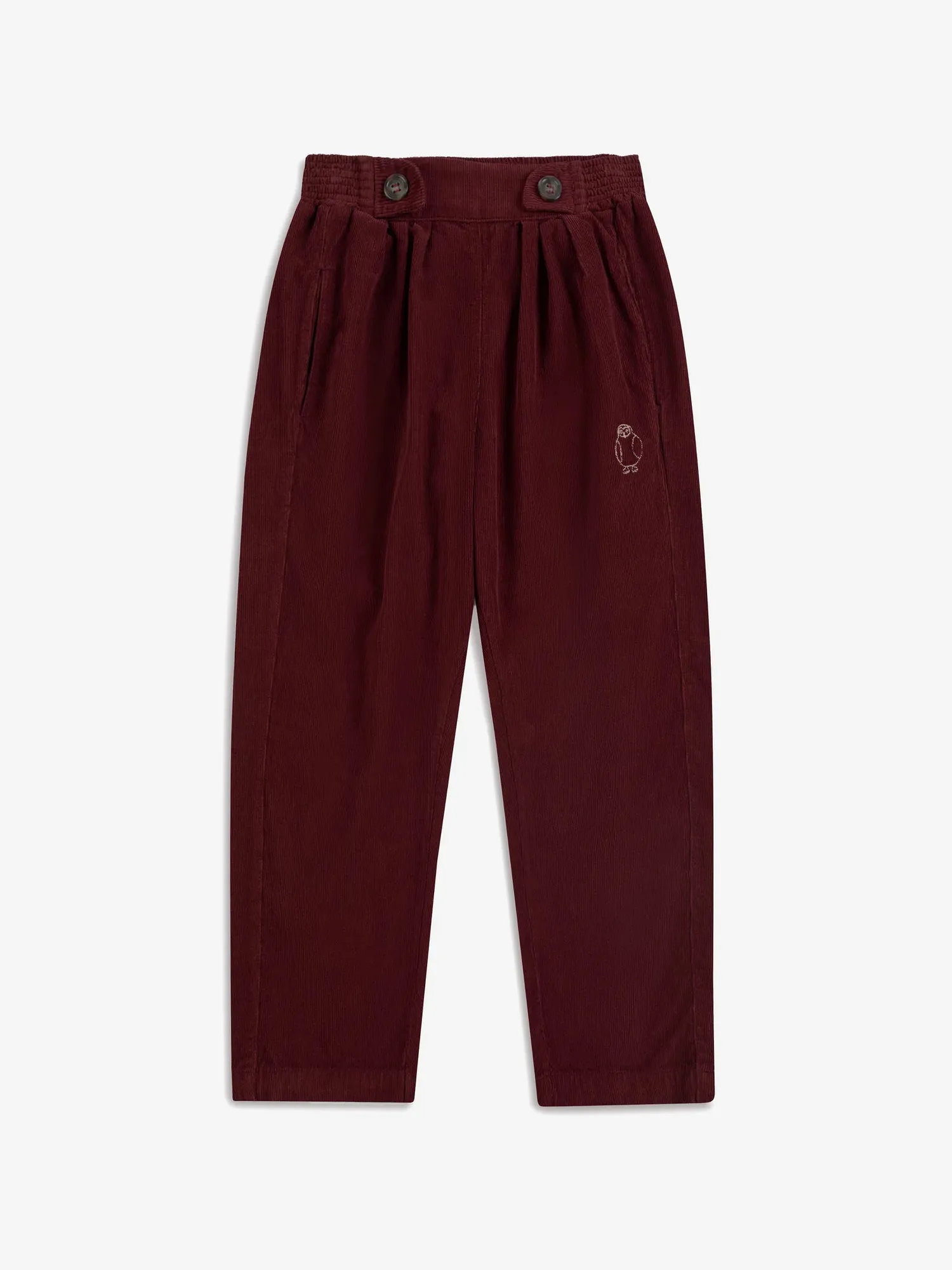 Bobo Choses Curious Owl bukser bordeaux 2-3Y økologisk