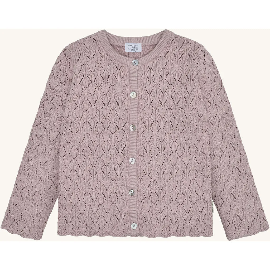 Hust & Claire HCCilja Pointelle cardigan Adobe Rose bomuld