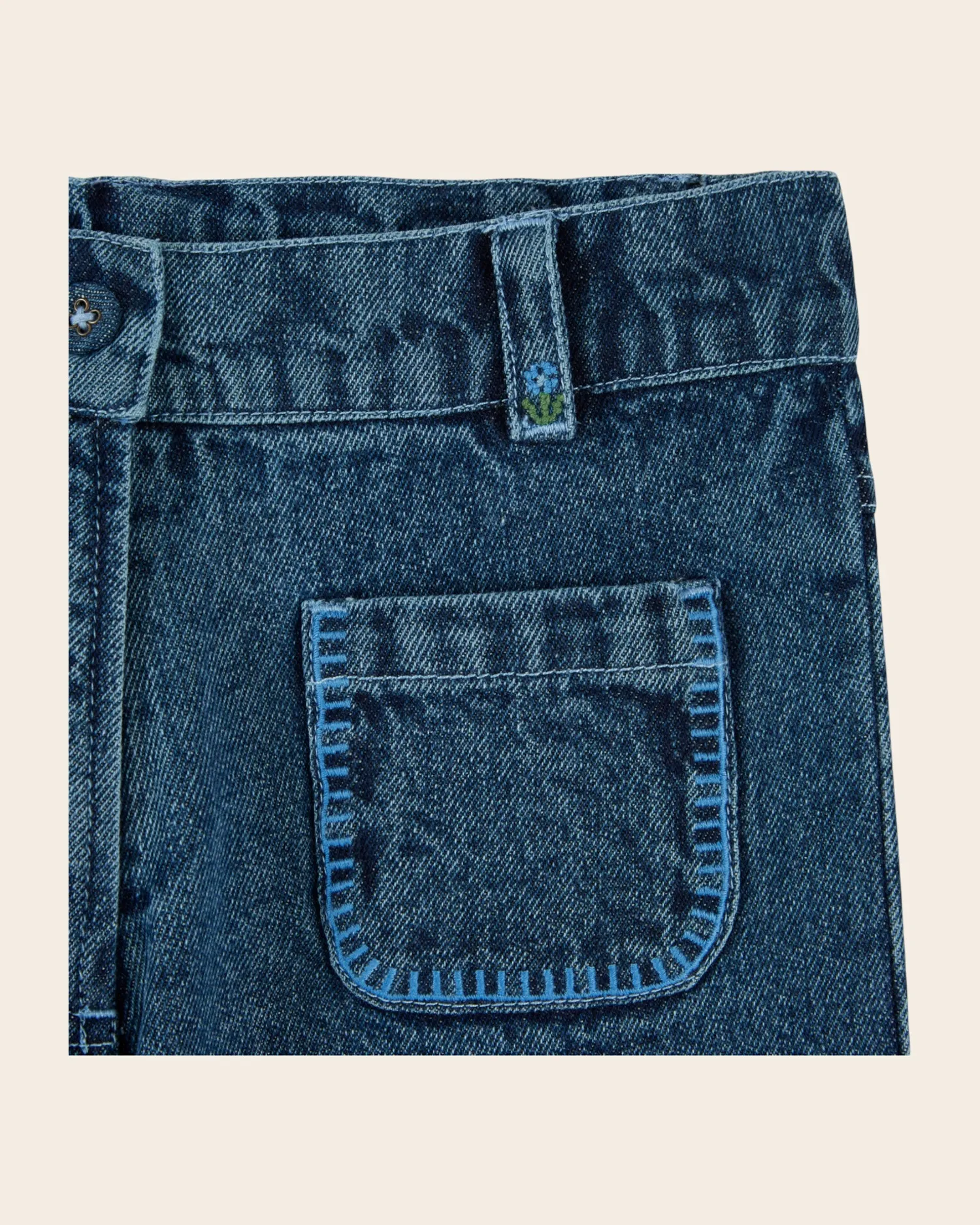 Emile et Ida bukser denim broderi blå pige