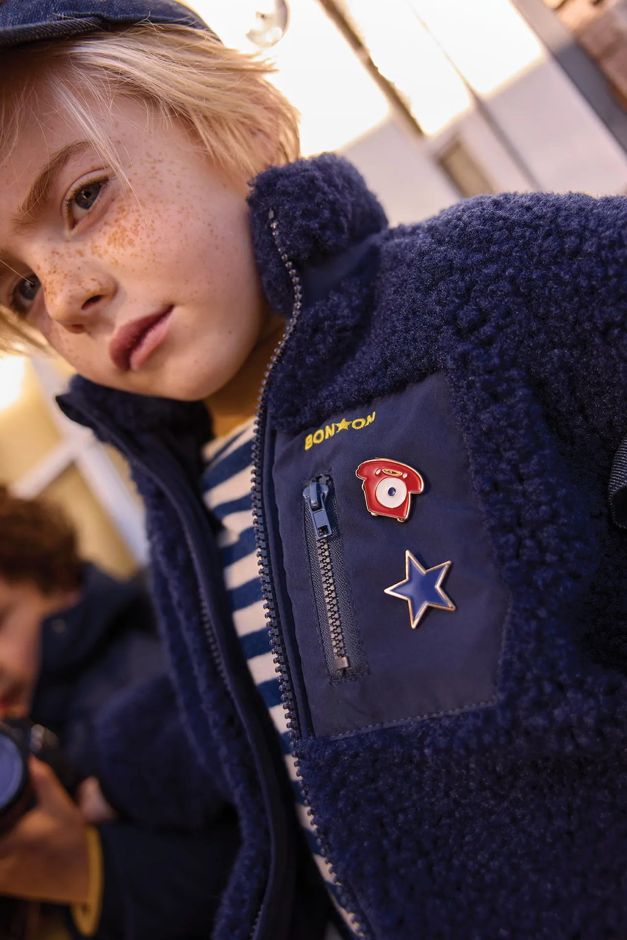 Bonton Pao sailor blue sherpa jakke til børn