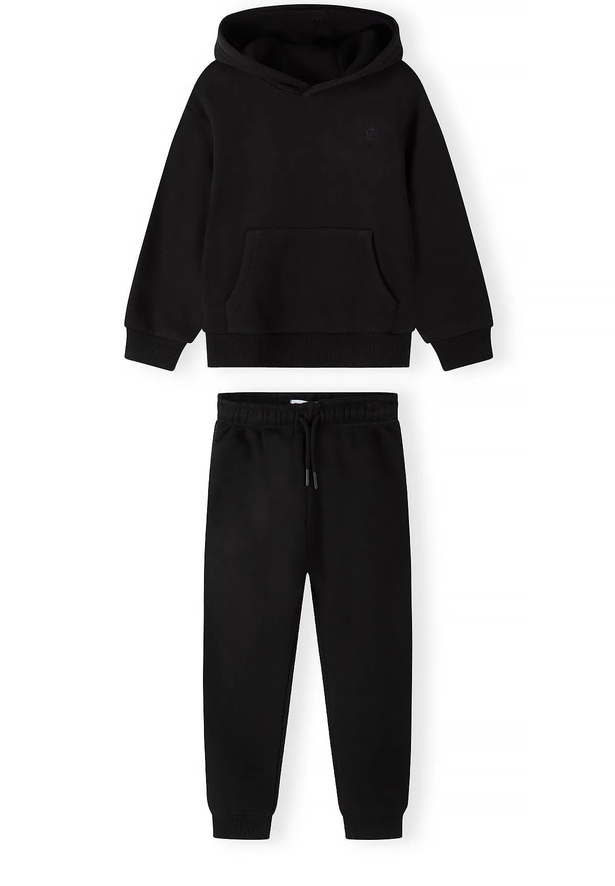 Minoti 45793 sweatsæt sort broderi slim