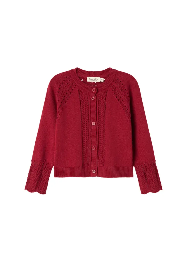 MarMar Copenhagen Tillie B cardigan Hibiscus Red baby