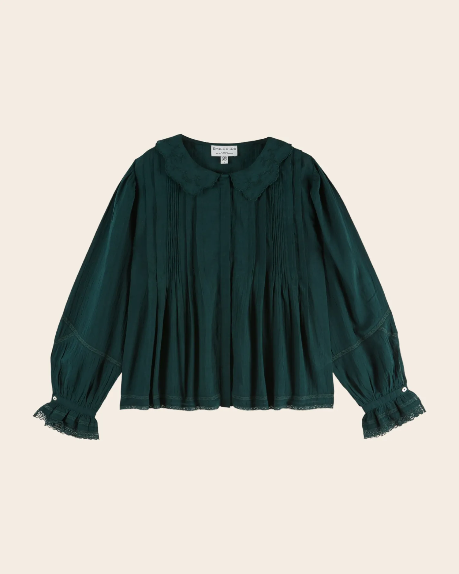 Emile et Ida Elisabeth bluse skovgrøn bomuld