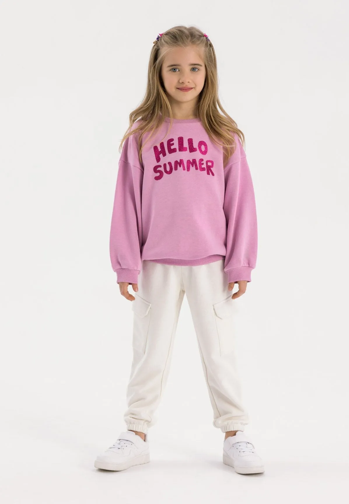 Minoti 42905 joggingbukser hvid fleece str. 104