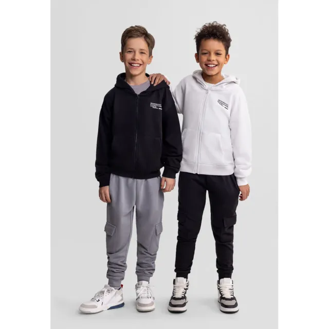 Minoti 44808 zip-hoodies 2-pak sort hvid bomuld