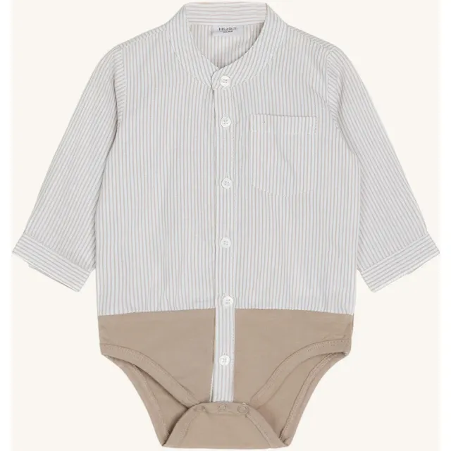 Hust & Claire HCBertil Stripe skjortebody Cement bomuld