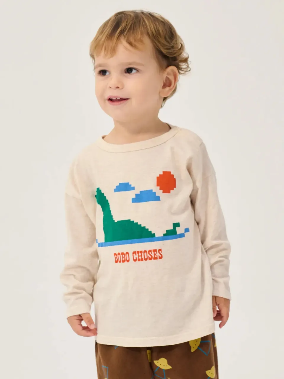 Bobo Choses Lake Monster T-shirt offwhite bomuld 3M-24M