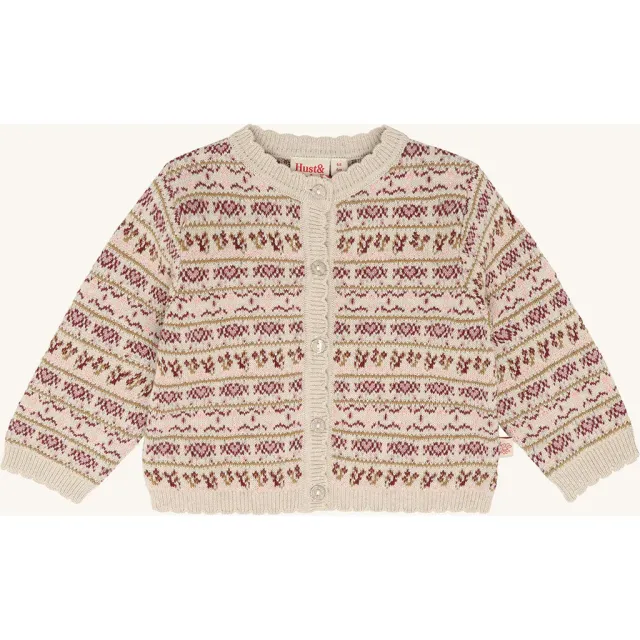 Hust & Claire Cilja Nordic cardigan old beige bomuld