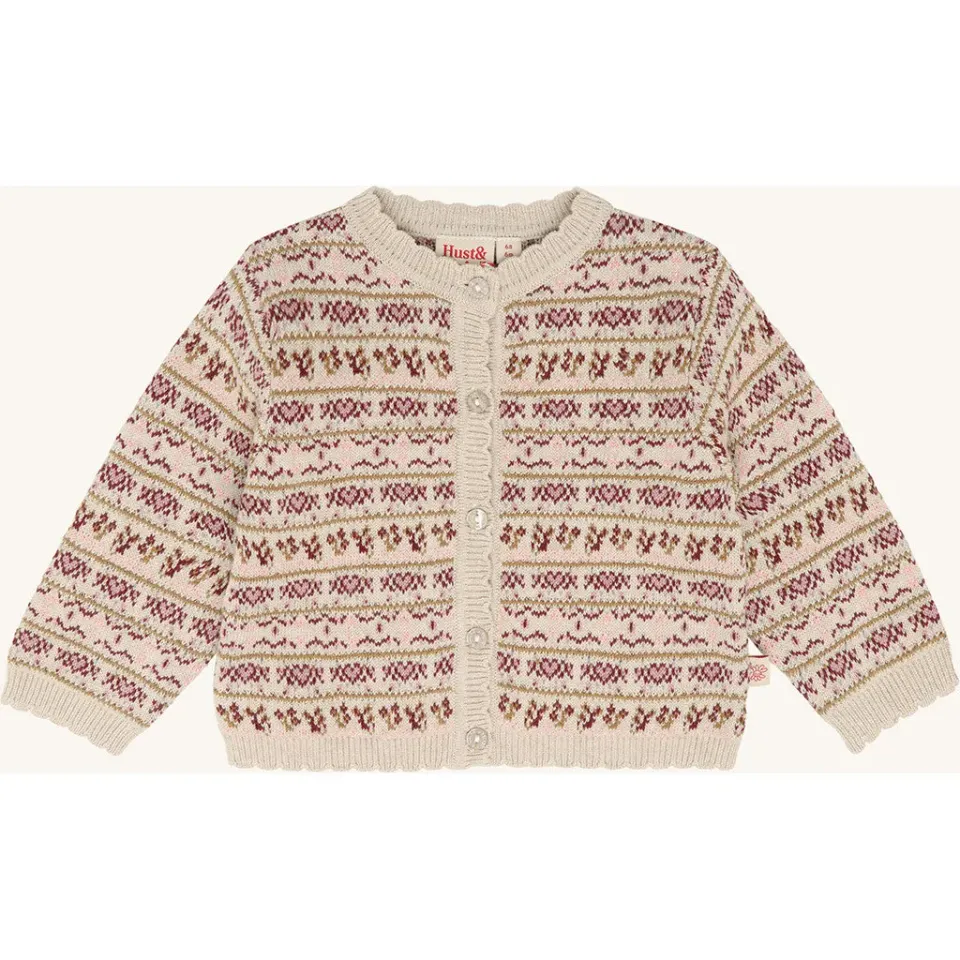 Hust & Claire Cilja Nordic cardigan old beige bomuld
