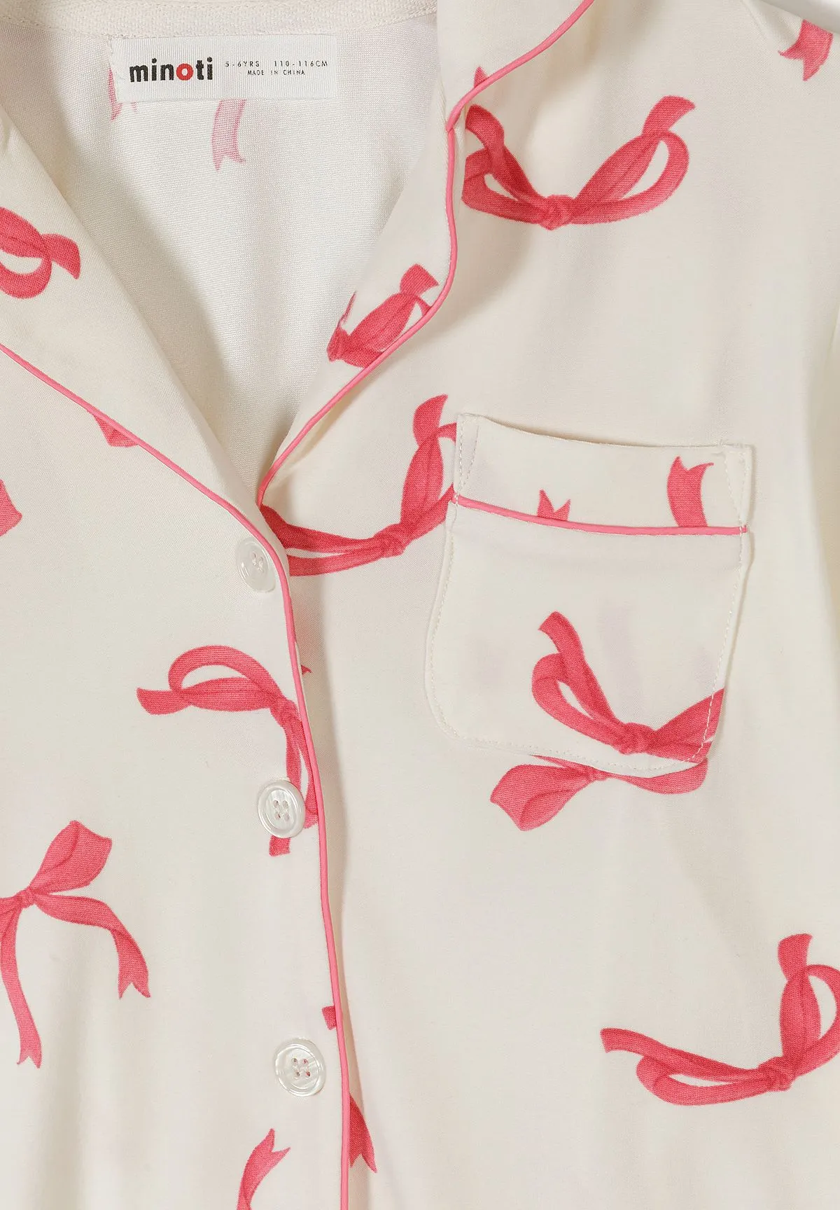 Minoti 44904 pyjamas pige creme sløjfer