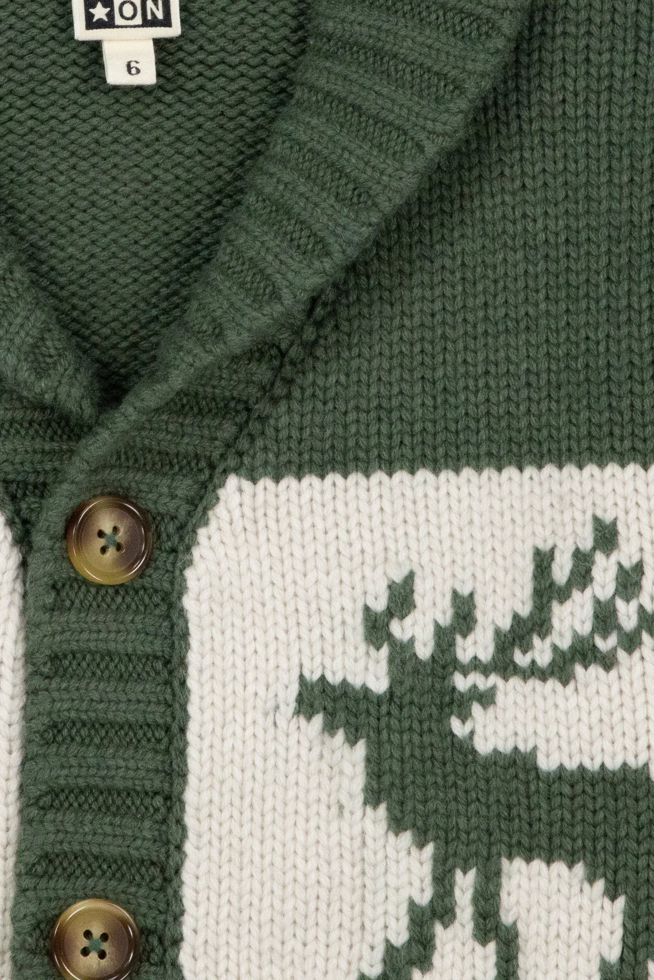 Bonton Polar cardigan kaki jacquard hjorte uld
