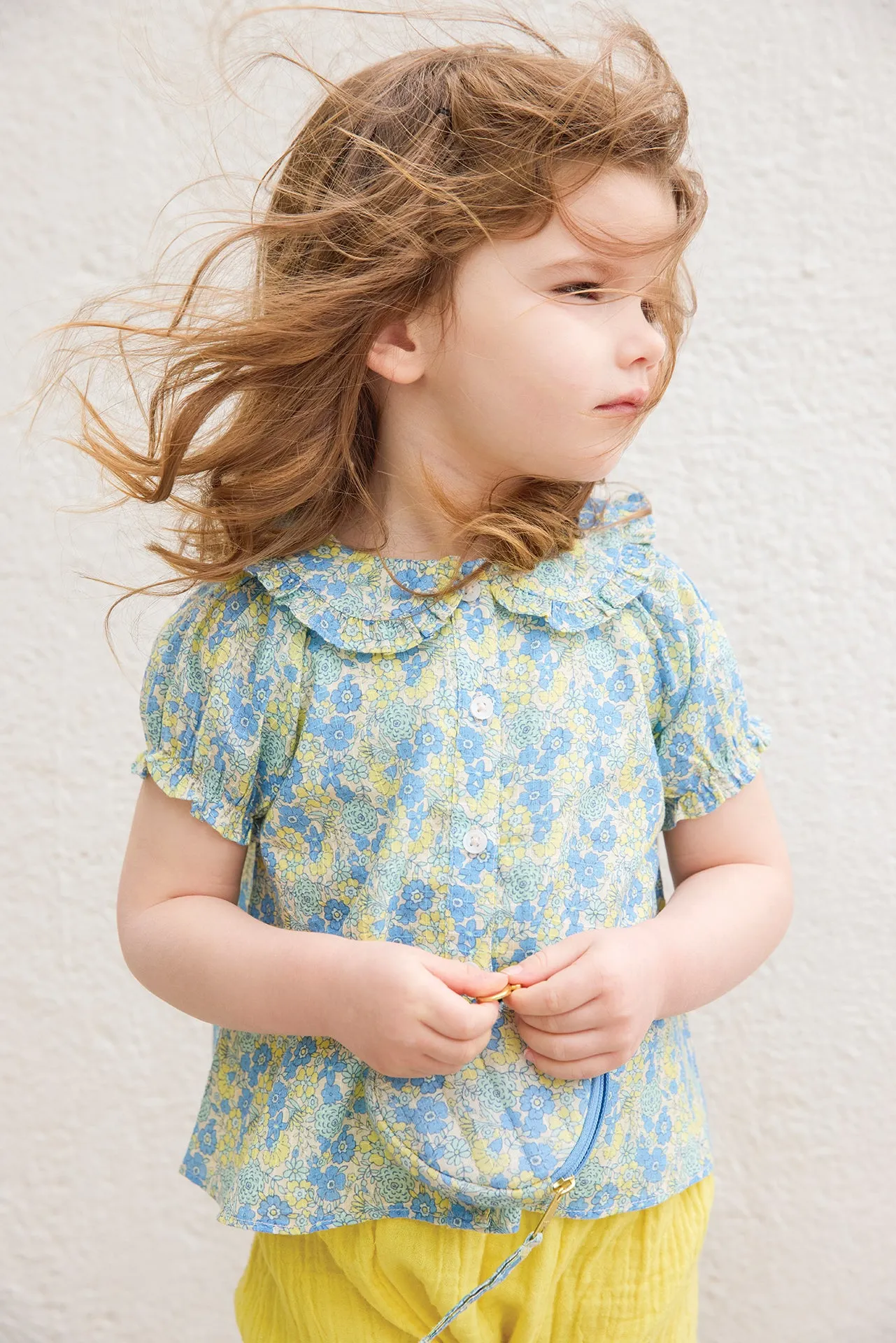 Bonton Aria skjorte blå blomstret bomuld baby