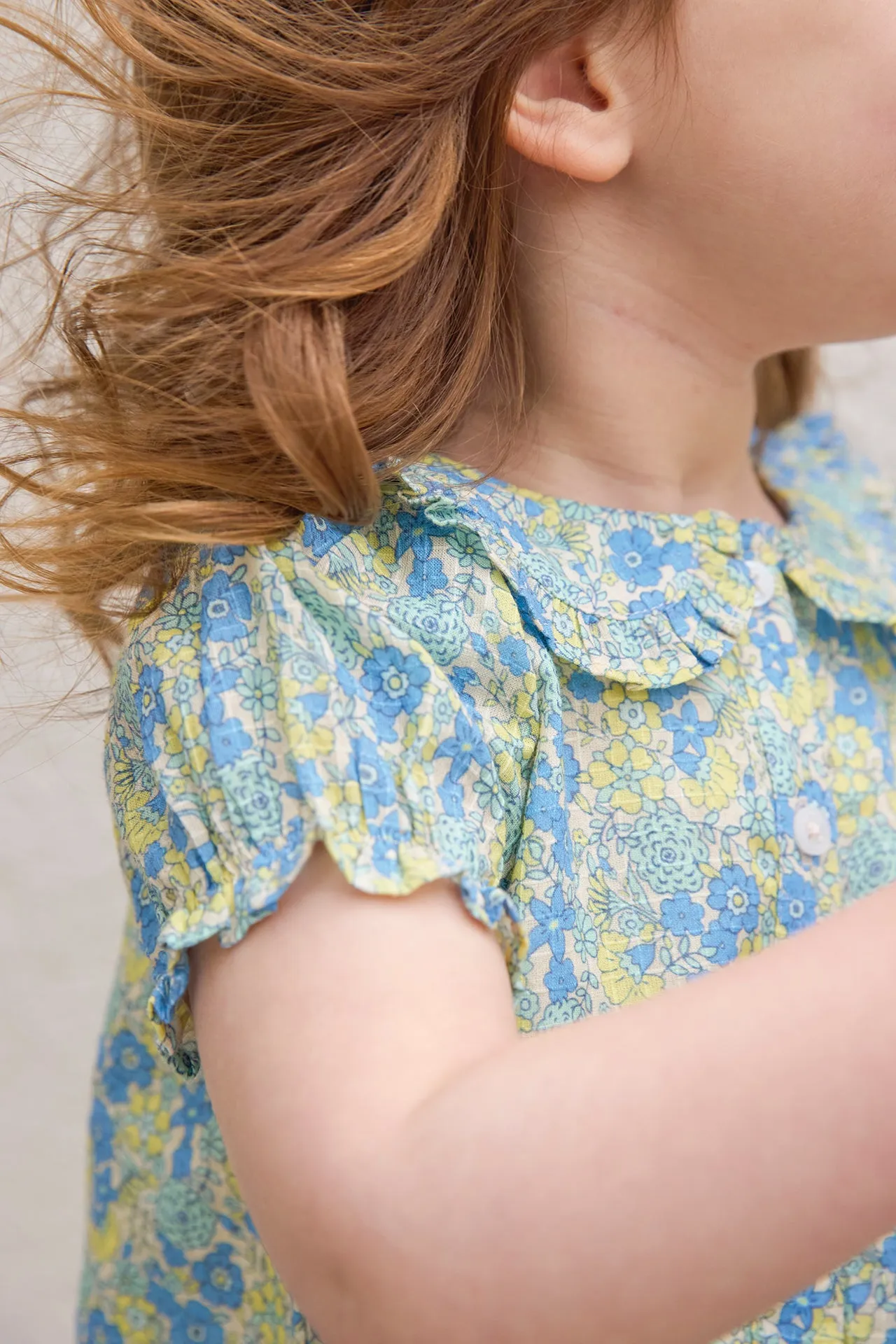 Bonton Aria skjorte blå blomstret bomuld baby