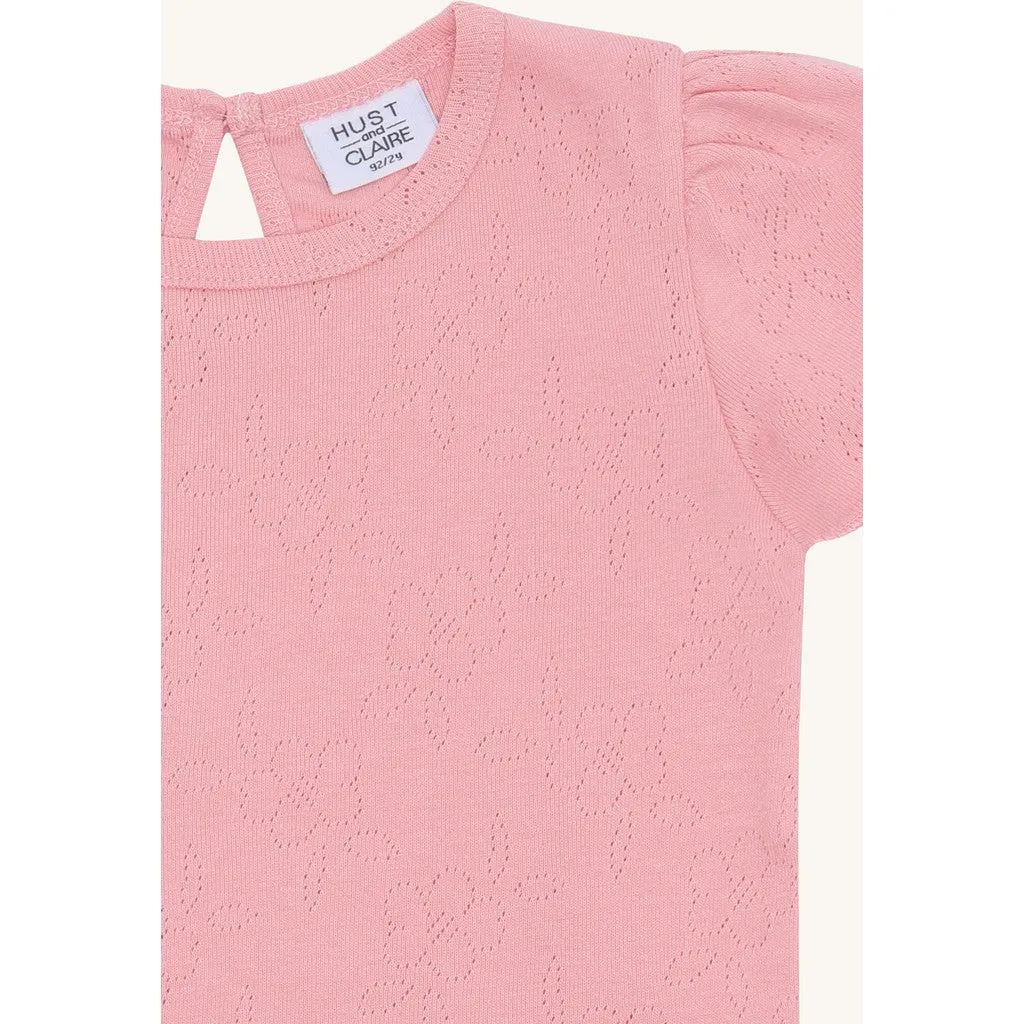 Hust & Claire HCAlma basic pointelle T-shirt Shell økologisk