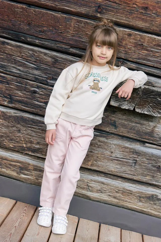 Bonton Lino bukser Rose Blossom slim broderi