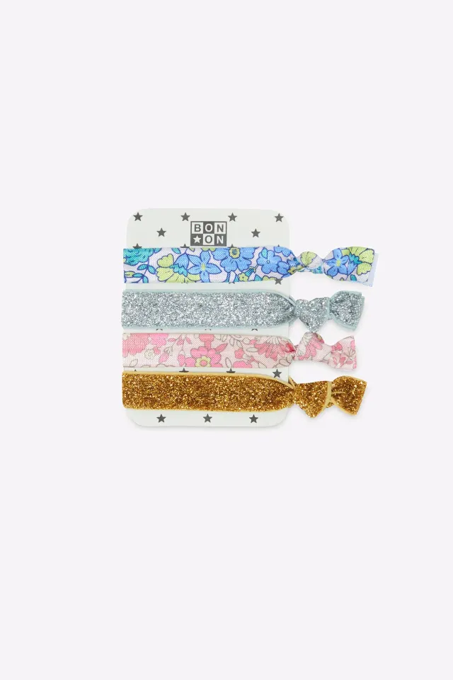 Bonton Fleurs Paillettes hårelastikker 4-pak