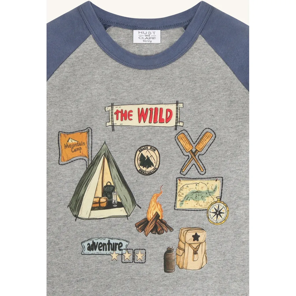 Hust & Claire Anton Wild Life bluse grey melange bomuld