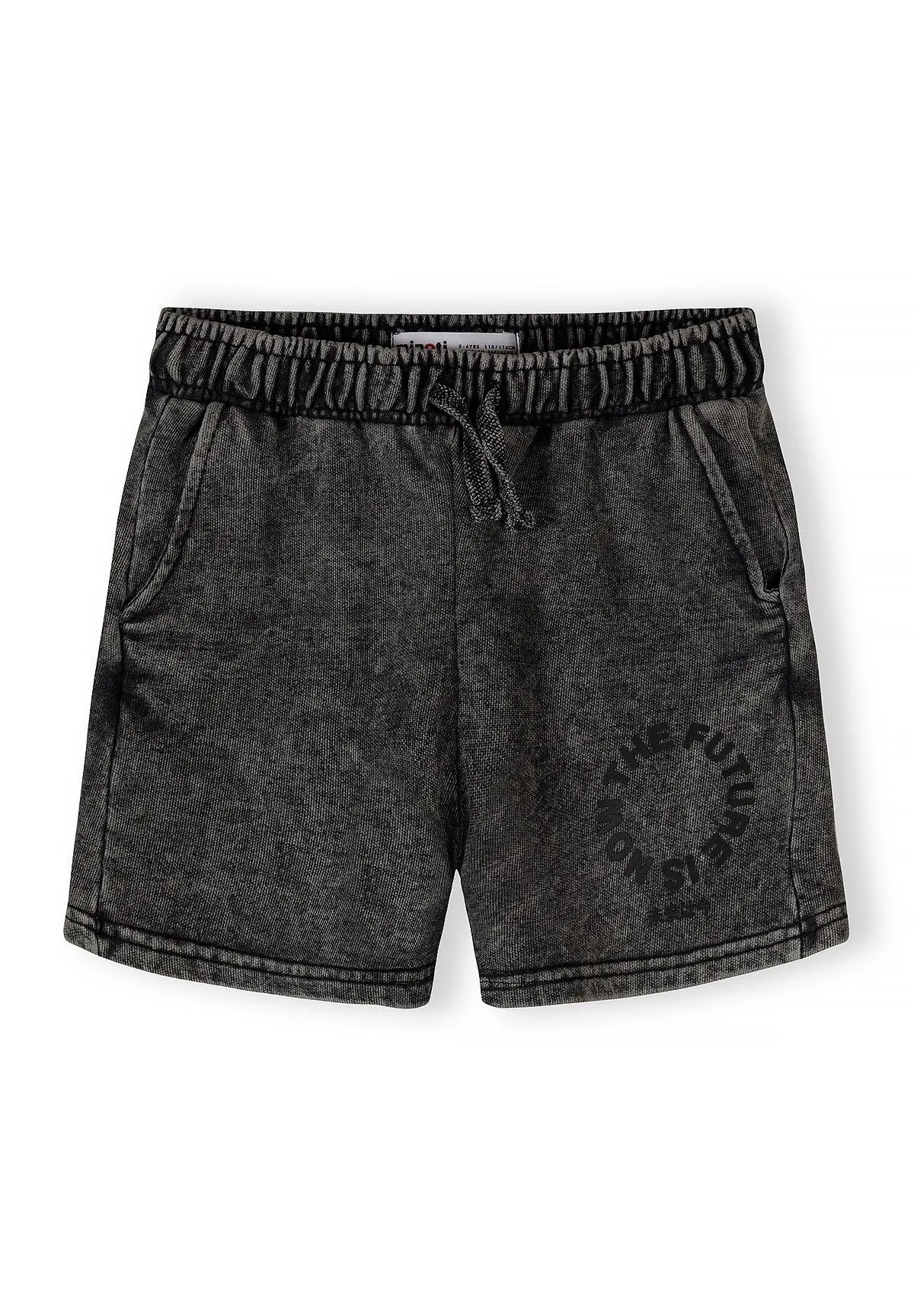 Minoti 44791 shorts-sæt grå acid-wash