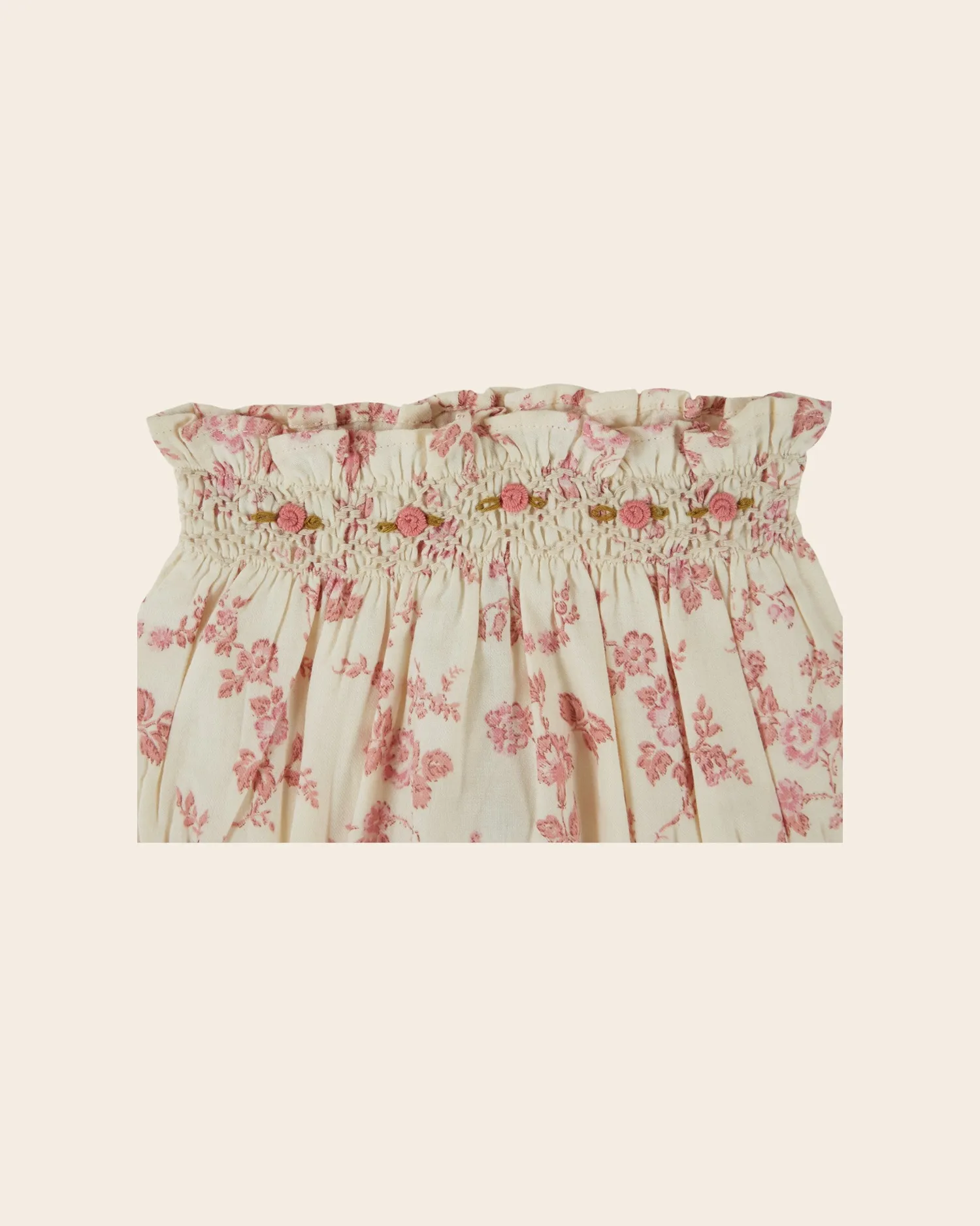 Emile et Ida Smocké fleuri bloomers ecru rosa blomstret
