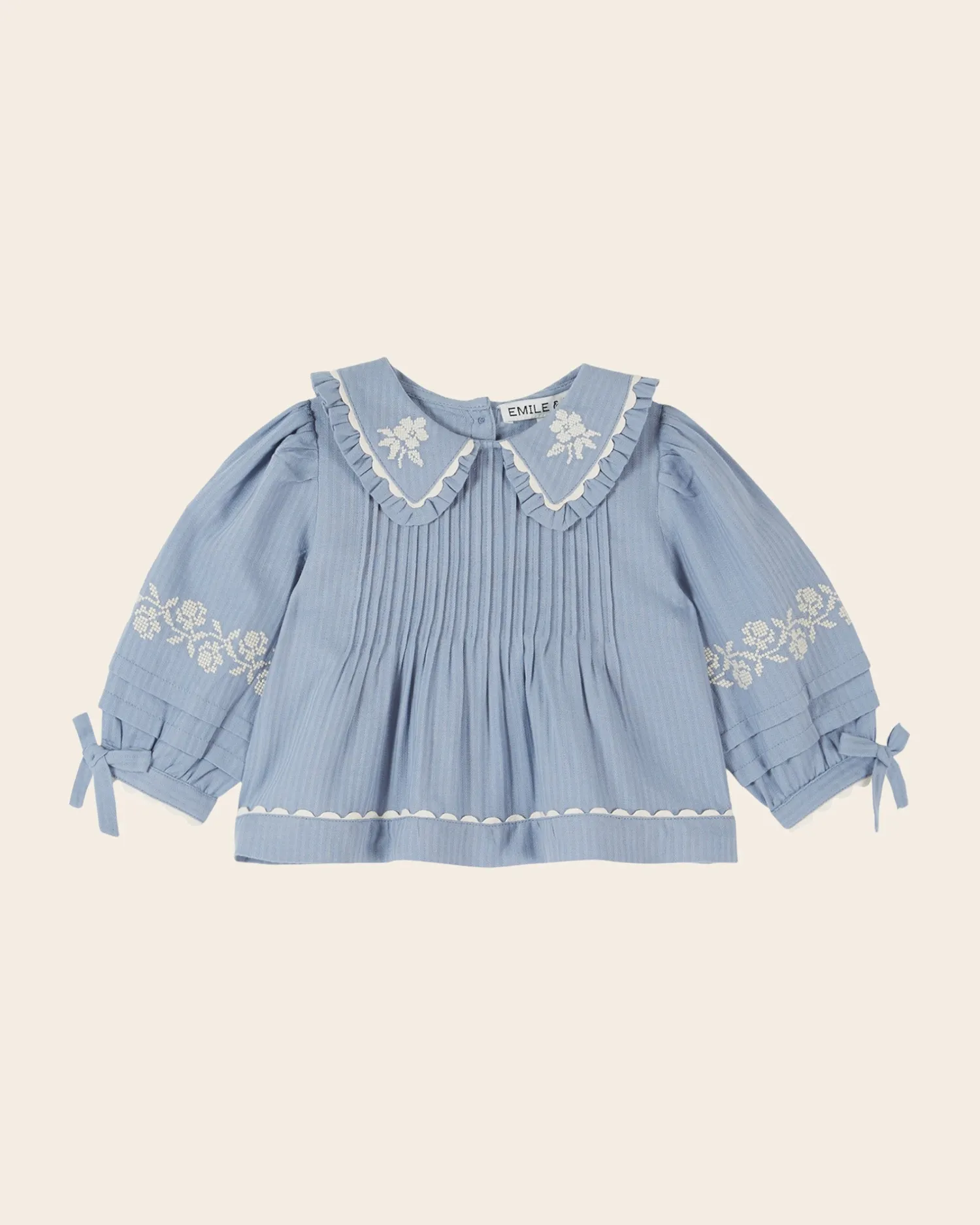 Emile et Ida Blouse bluse blå bomuld broderi