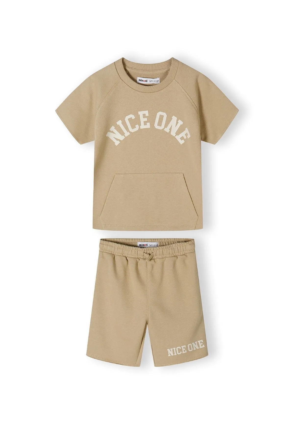 Minoti 42516 sæt t-shirt shorts sand bomuld