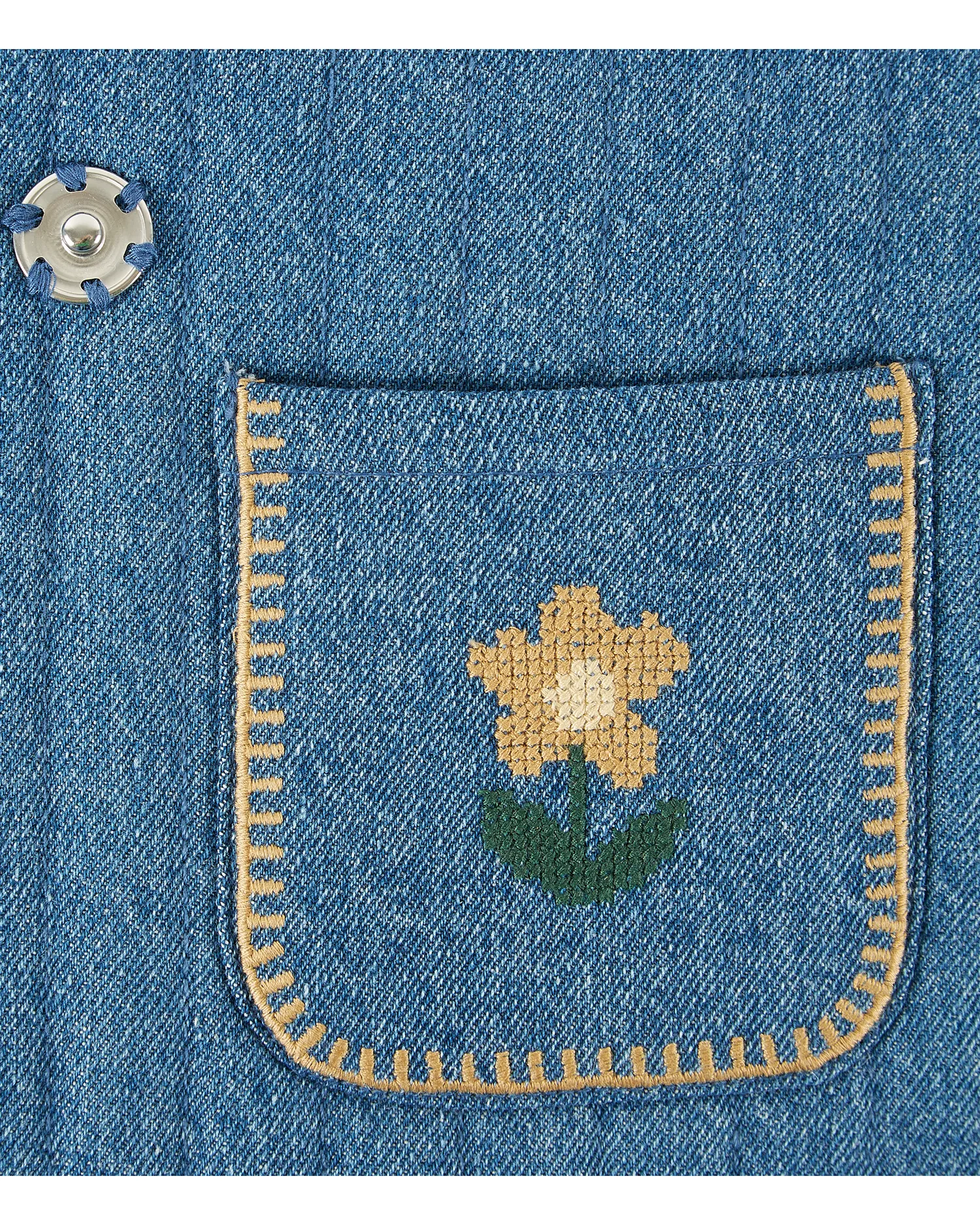 Emile et Ida Cartable Matelassé brodé skoletaske denim