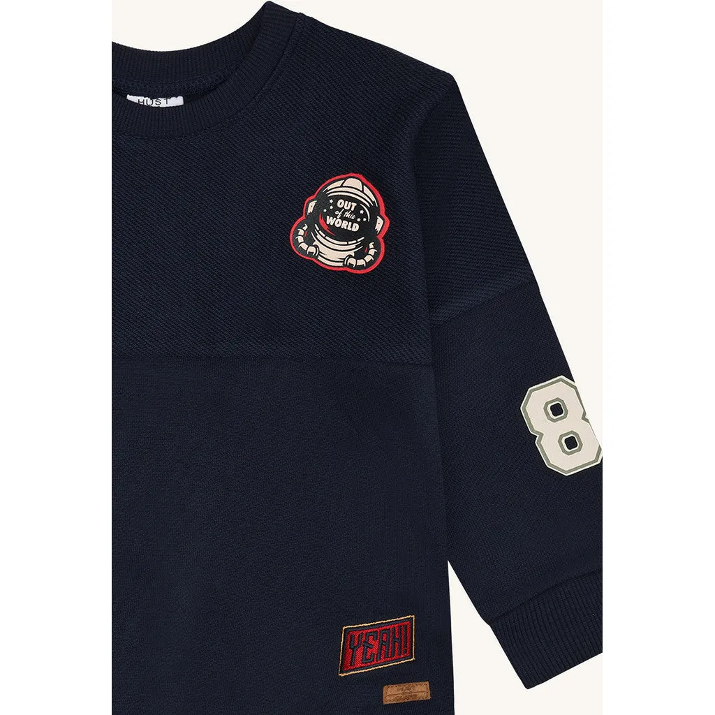 Hust & Claire HCSejer Cross Terry sweatshirt More Navy økologisk bomuld