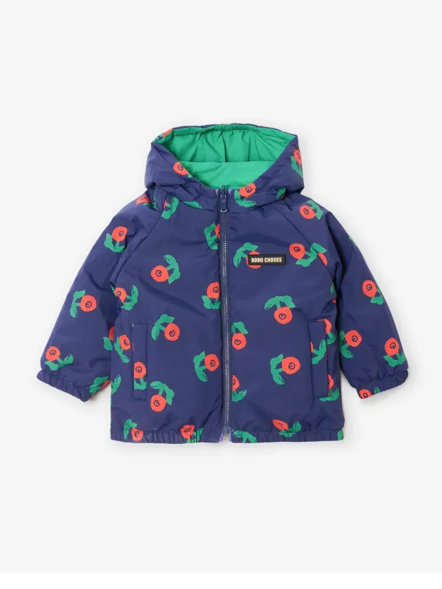Bobo Choses Stamp Bloom anorak vendbar navy 6M