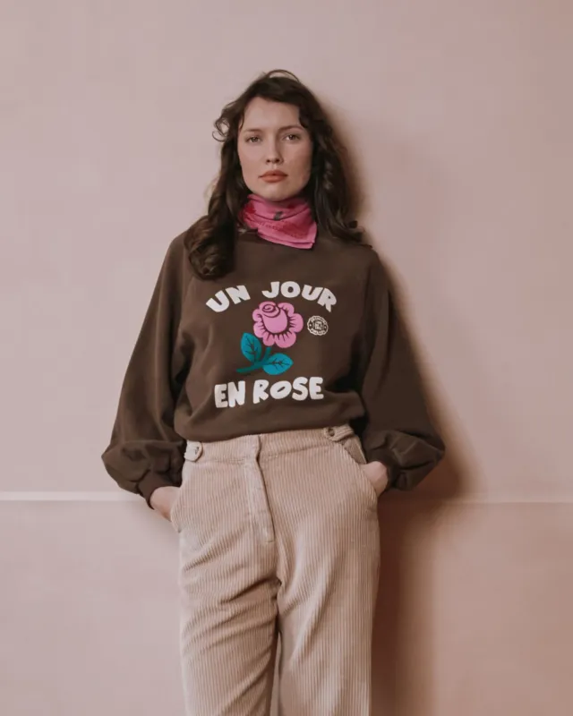 Emile et Ida Un jour en rose sweatshirt brun dame