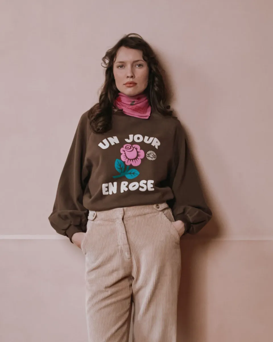 Emile et Ida Un jour en rose sweatshirt brun dame