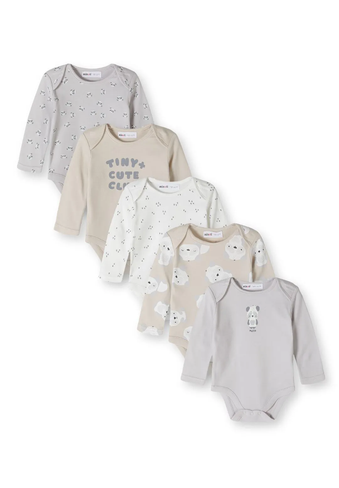 Minoti Baby bodys 5-pak langærmet med print