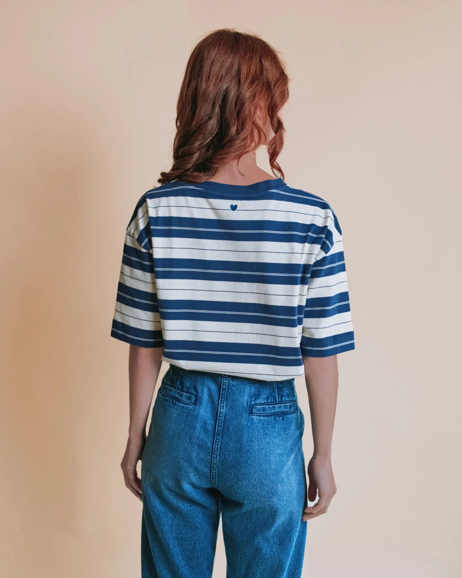 Emile et Ida Eddy t-shirt oversize blå stribet øko