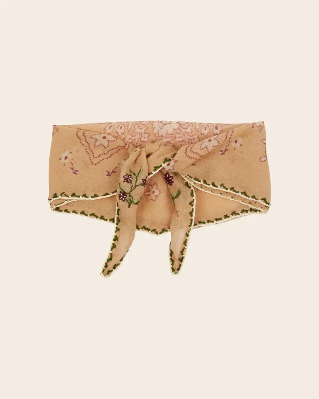 Emile et Ida tørklæde beige blomstret uld 114 cm
