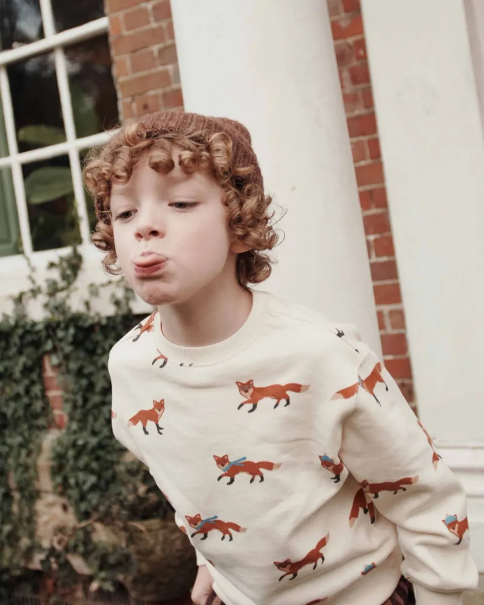 Emile et Ida Renard Sweatshirt Ecru Ræv 3M-12A