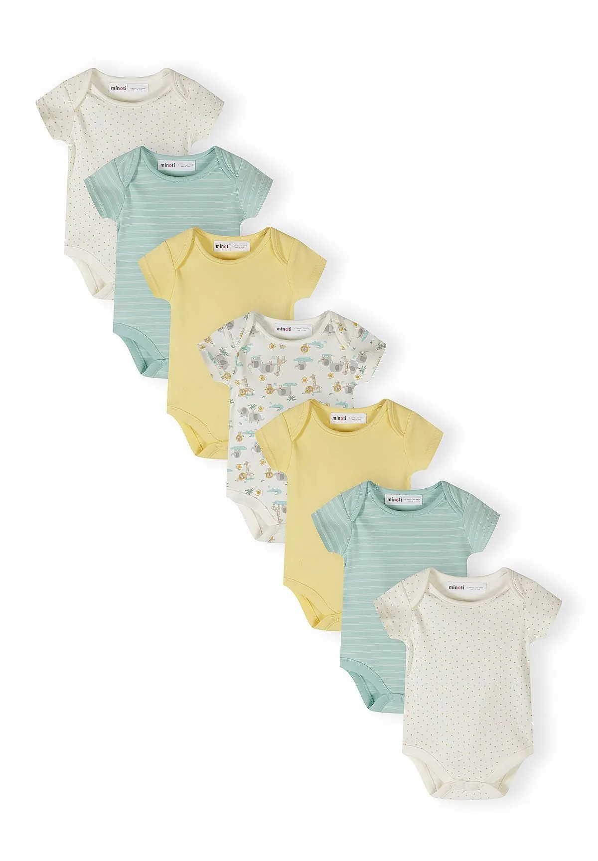 Minoti 44528 bodys 7-pak creme mint bomuld til baby