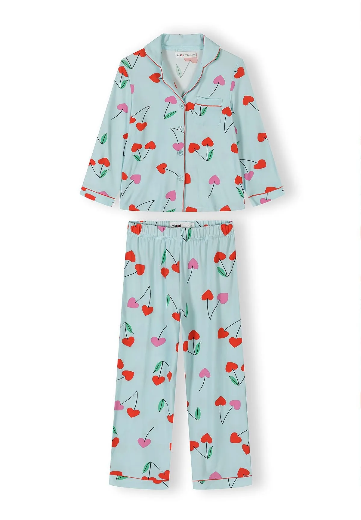 Minoti 44904 pyjamas lyseblå kirsebær pige