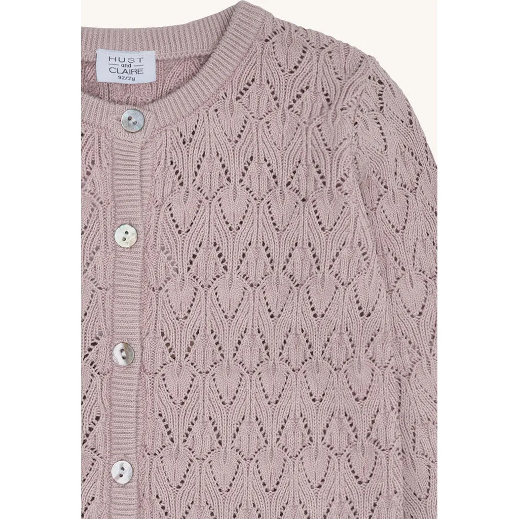 Hust & Claire HCCilja Pointelle cardigan Adobe Rose bomuld