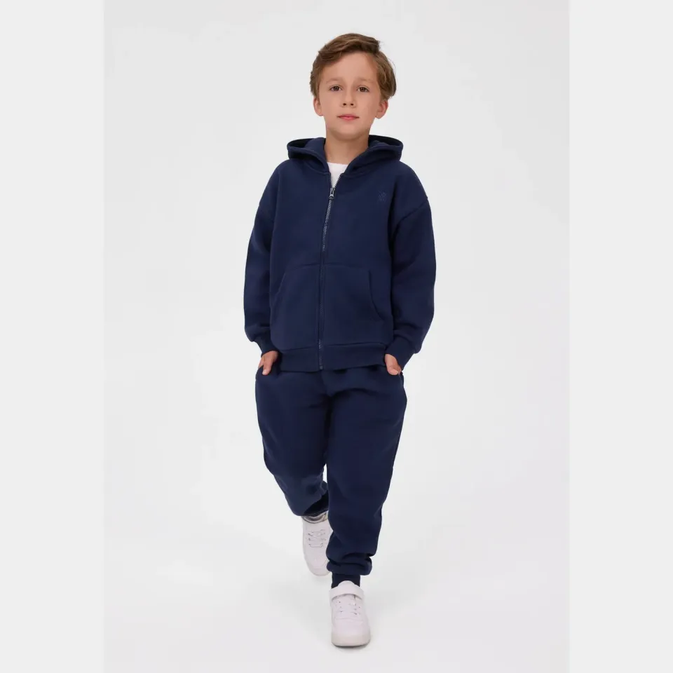 Minoti 45788 sweatsæt drenge navy lynlås