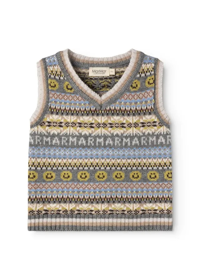 MarMar Taj B strikvest Fair Isle uld bomuld