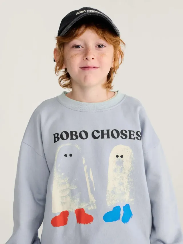 Bobo Choses Booty Ghosts sweatshirt lyseblå økologisk bomuld