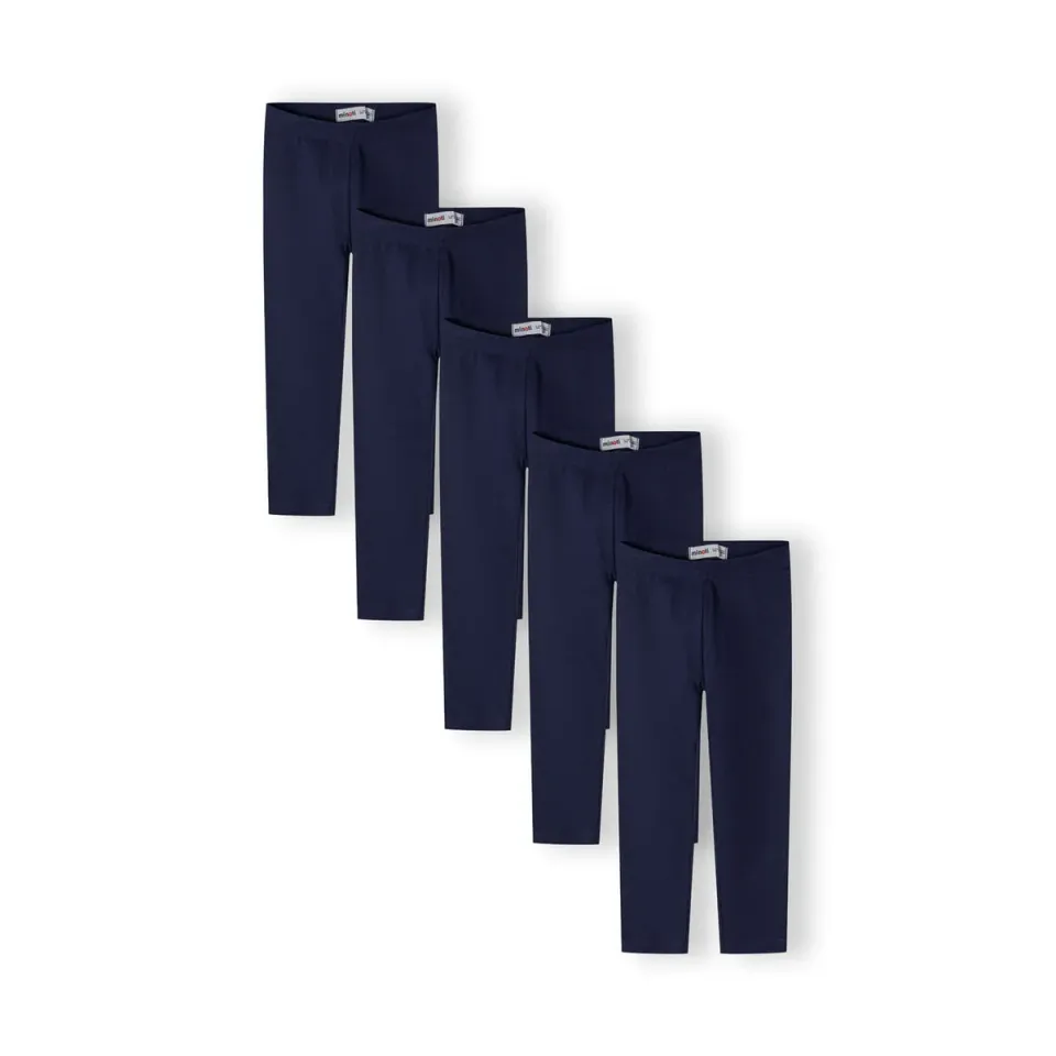 Minoti 44304 leggings 5-pak navy bomuld