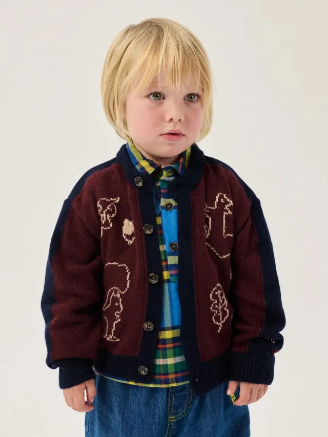 Bobo Choses Forest Scene cardigan burgunder 6M