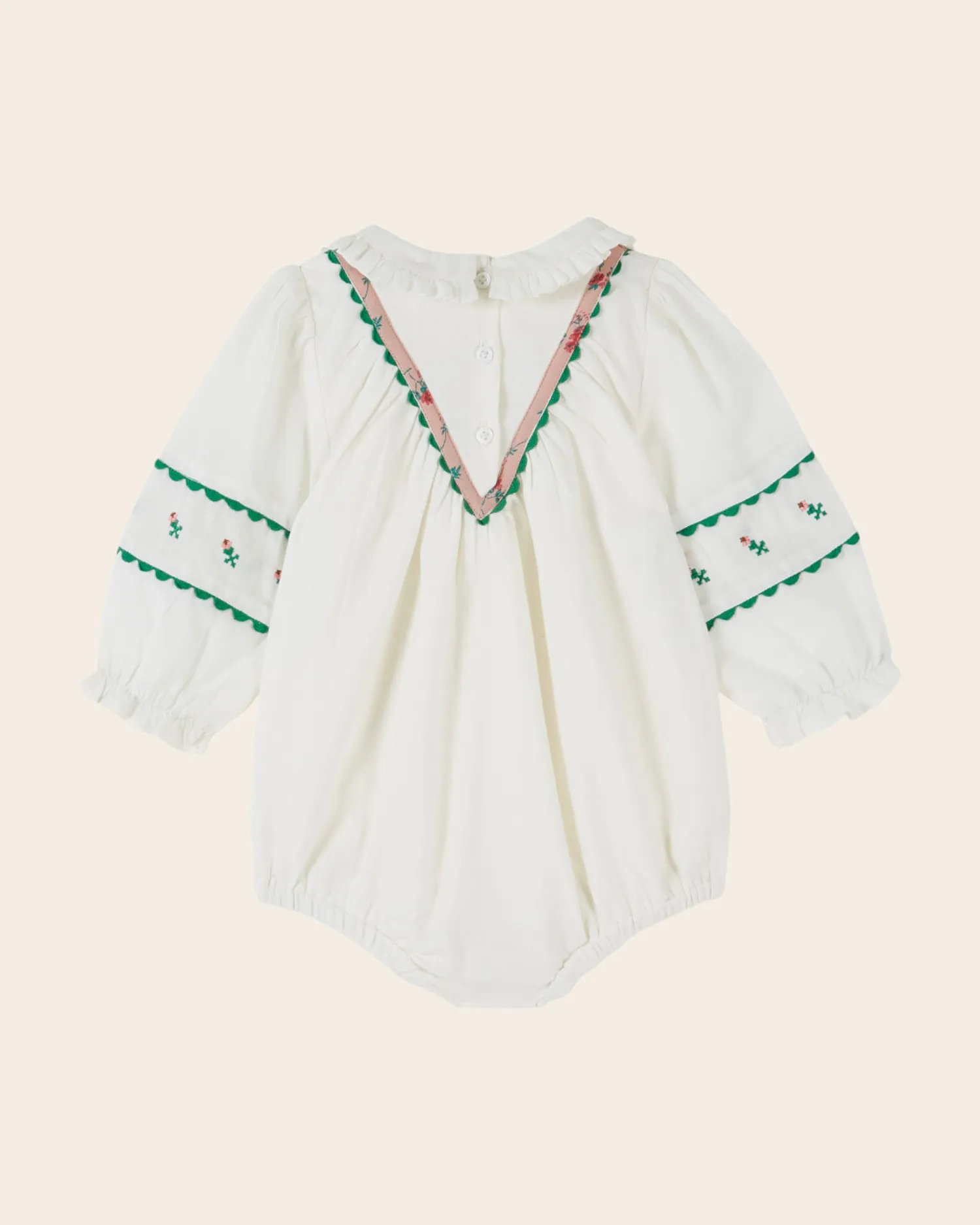 Emile et Ida Barboteuse sparkdragt ecru blomsterbroderi